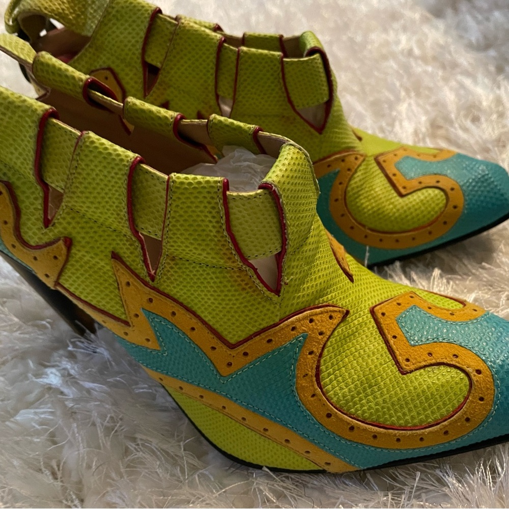 Cowboy Style Open Back Heeled Ankle Boot